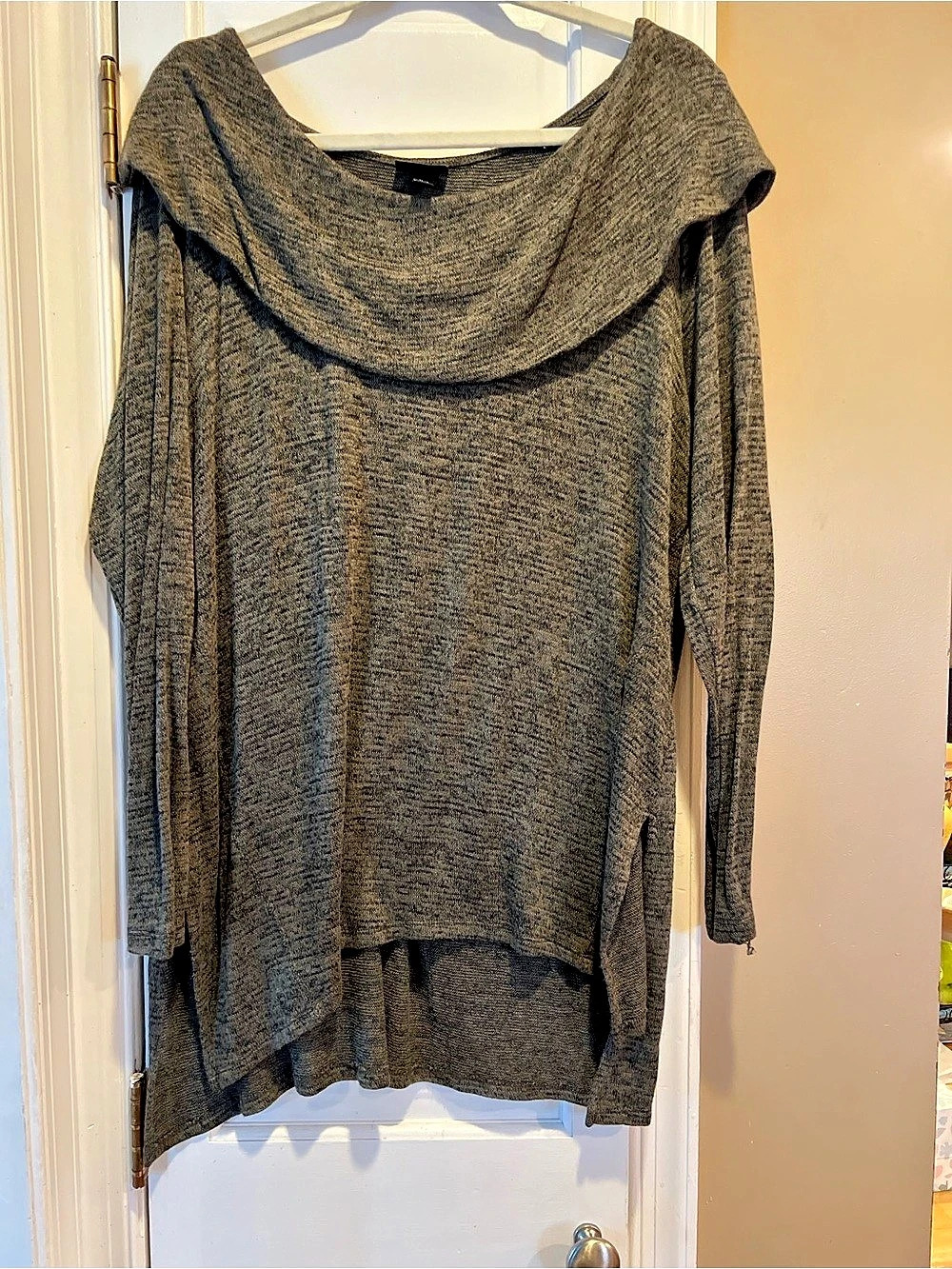 Army Green Heathered Cowl Neck Long Sleeve Tunic